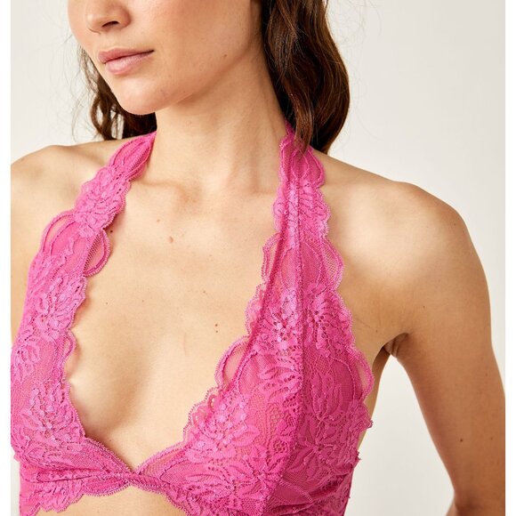 🎉LAST CHANCE🎉 FREE PEOPLE Last Dance Lace Halter Bralette / Pink - Picture 2 of 6